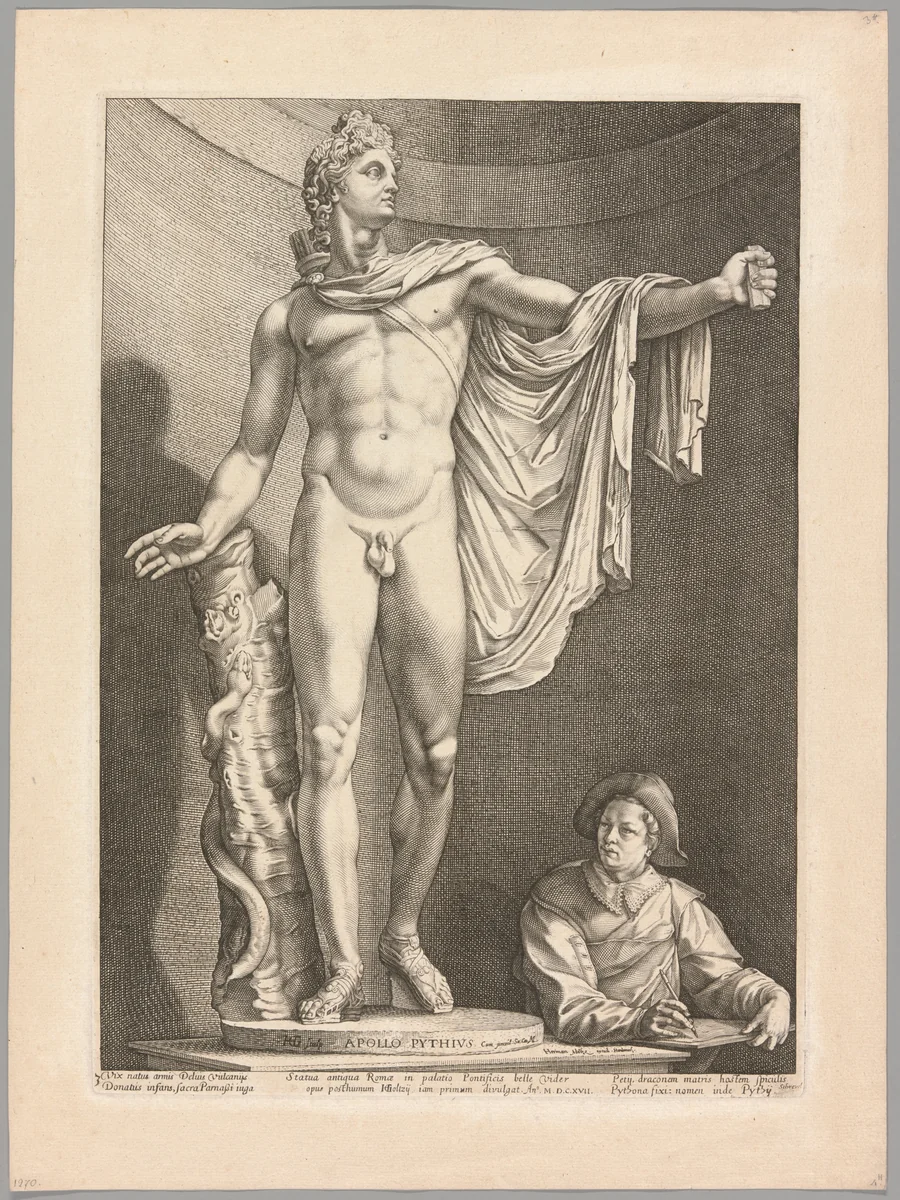 The Apollo Belvedere, plate 3 from Three Famous Antique Sculptures by Hendrick Goltzius, print, 1587-1597