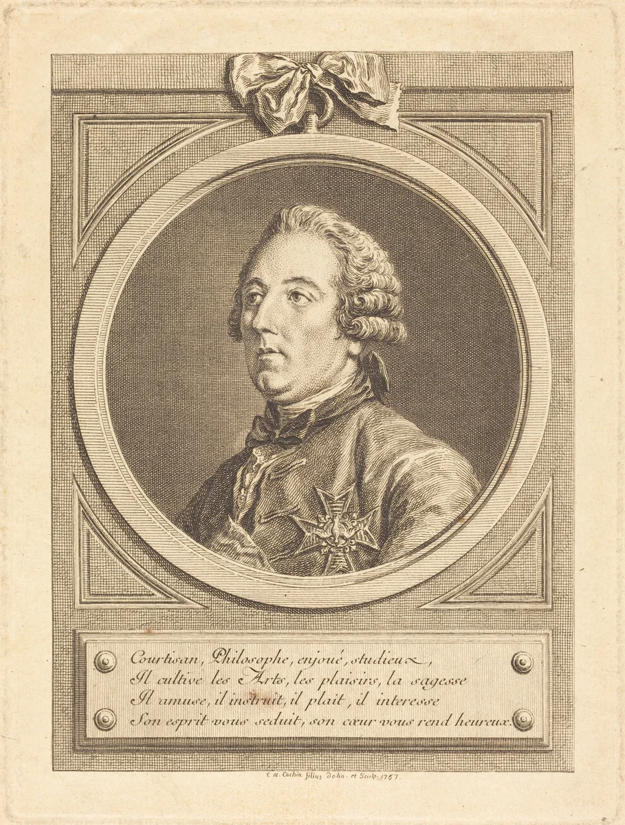 Louis Cesar de La Baume-le-Blanc by Charles Nicolas Cochin II, print, 1757