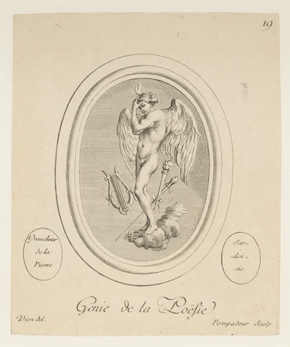 Genie de la Poësie by Madame la Marquise de Pompadour, print, 1735-1764