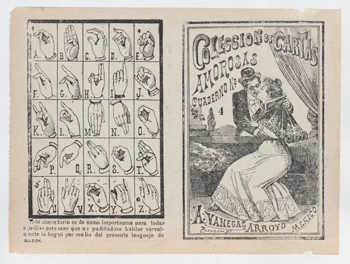 Cover for 'Coleccion de Cartas Amorosas Cuaderno No. 4', a couple embracing and kissing by José Guadalupe Posada, print, 1895-1905