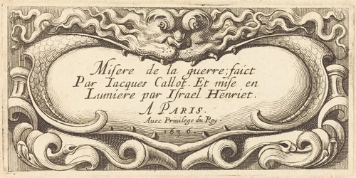Title Page for Callot's "The Small Miseries of War" by Abraham Bosse, print, 1636