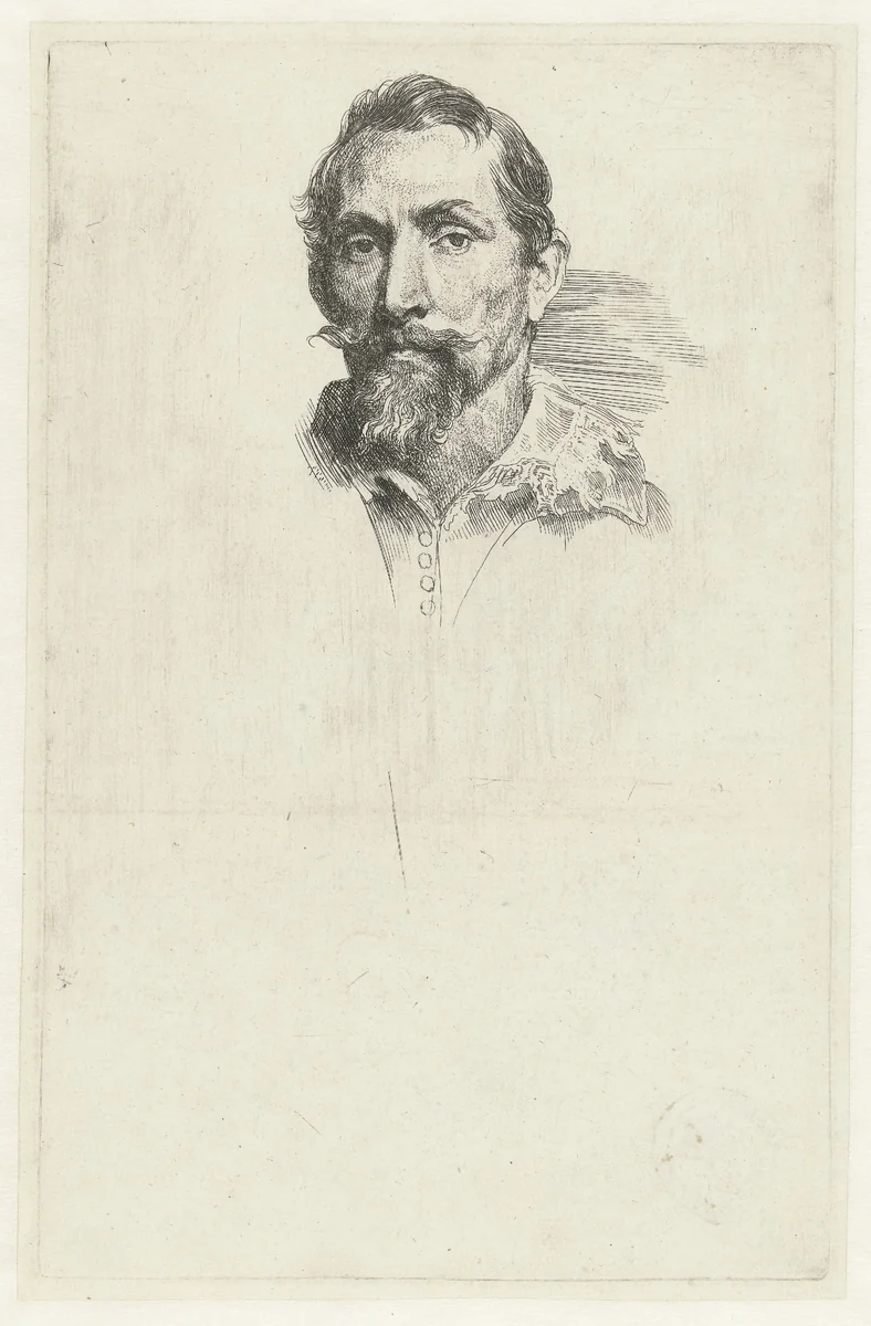 Portret van Frans Snijders by Anthony van Dyck, print, 1630-1632