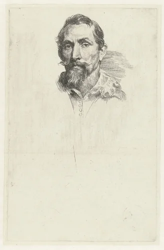 Portret van Frans Snijders by Anthony van Dyck, print, 1630-1632