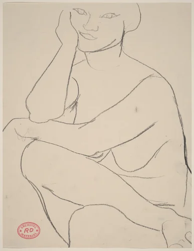 Untitled [seated nude resting her arms on her crossed leg] by Richard Diebenkorn, drawing, 1955-1967