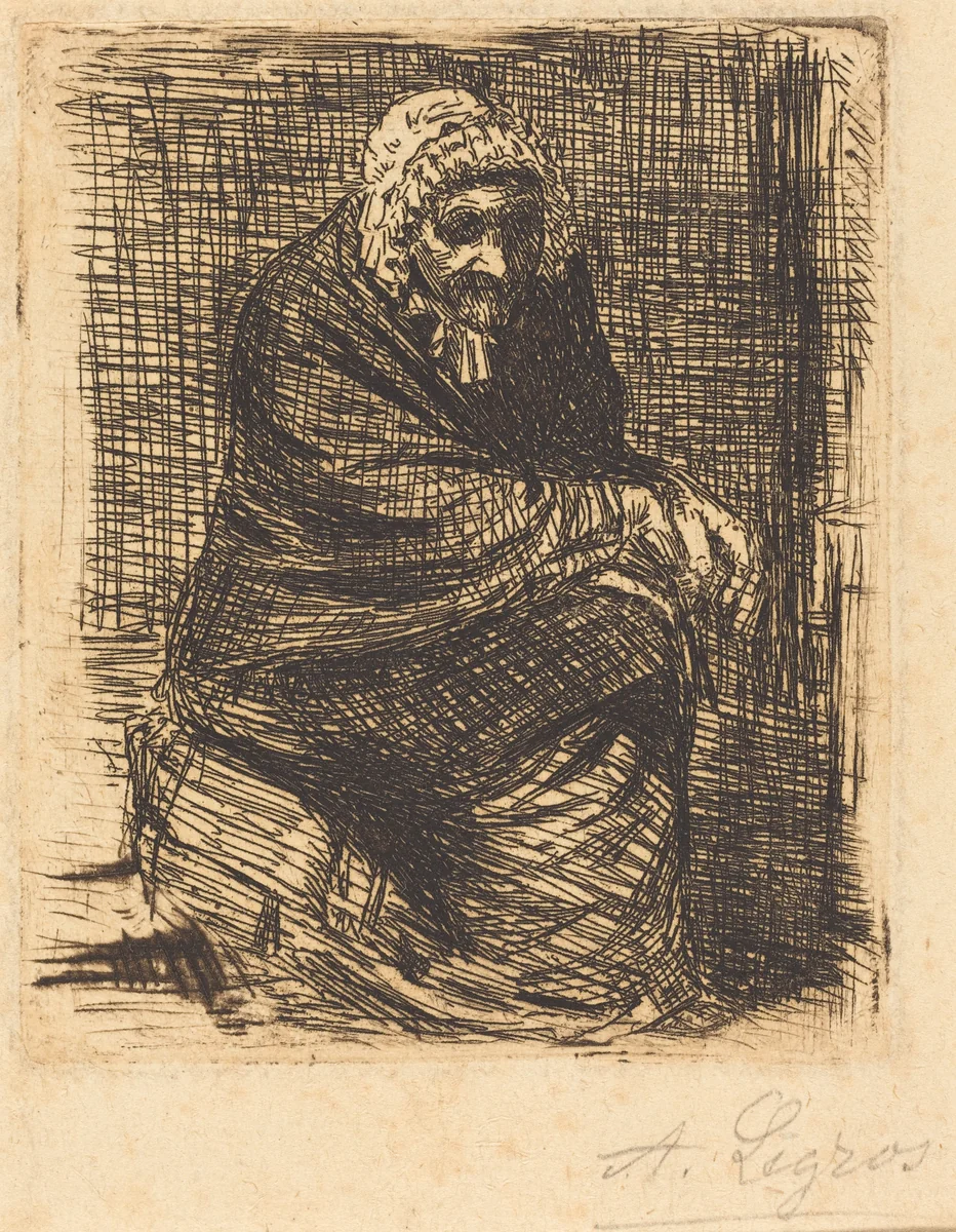 Old Woman Seated (La vieille femme assise) by Alphonse Legros, print, 1837-1911