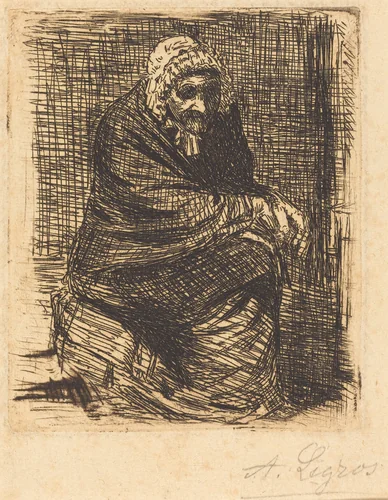 Old Woman Seated (La vieille femme assise) by Alphonse Legros, print, 1837-1911