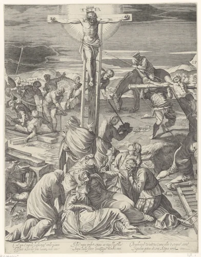 Kruisiging by Unknown, print, 1580-1608