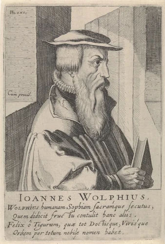 Portret van Johann Wolf by Simon Frisius, print, 1610