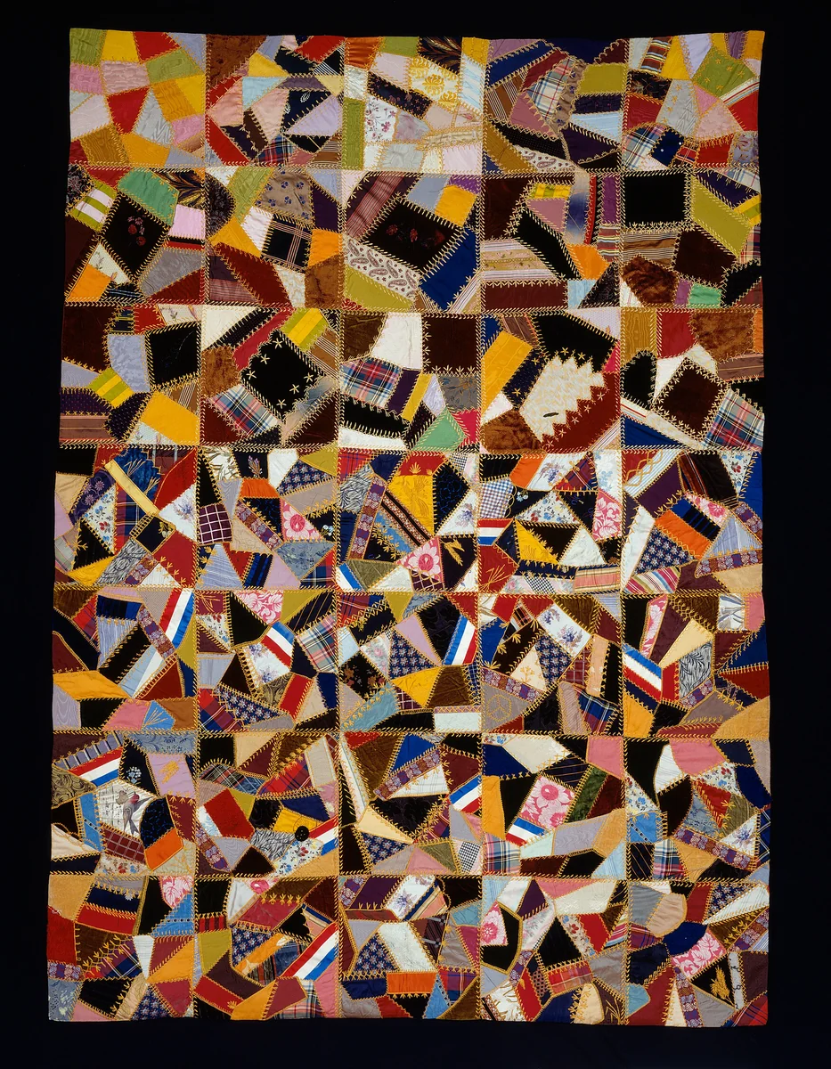 Bedcover (Crazy Quilt) by United States, textile, 1875-1880