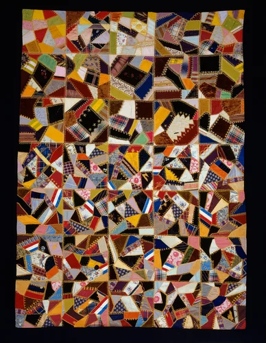 Bedcover (Crazy Quilt) by United States, textile, 1875-1880