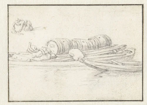 Twee schuiten by Herman Saftleven, drawing, 1619-1685