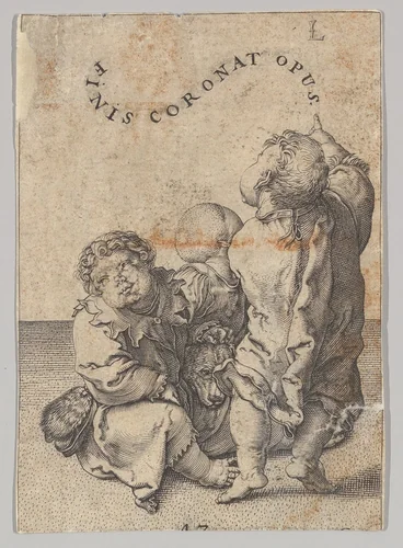 Poet Virgil Suspended in a Basket, detail (copy) by Lucas van Leyden, print, 1500-1972