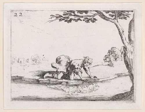 Narcisse se Mirant dans l'Eau (Narcissus Looking at Himself in the Water), plate 22 from "Lux Claustri ou La Lumière du Cloitre" (The Light of the Cloisters) by Jacques Callot, print, 1621-1635