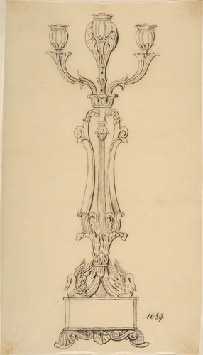 Design for a Candelabra by anonymous, drawing, 1800-1899