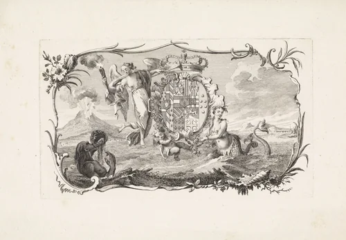 Familiewapen van de koning van Napels en Sardinië by Reinier Vinkeles, print, 1751-1816