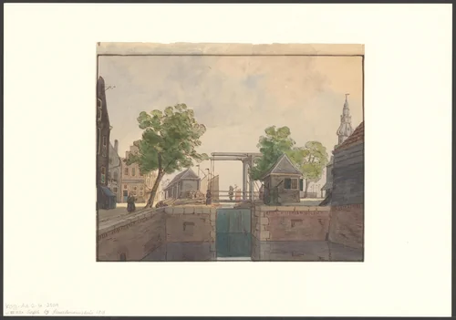 Gezicht op het Singel gezien naar de Haarlemmersluis by Gerrit Lamberts, drawing, 1786-1850