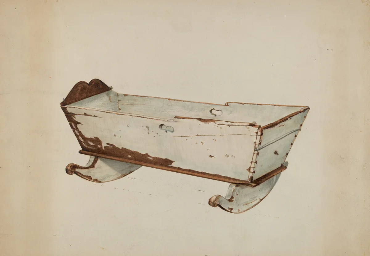 Wooden Cradle by Arthur Stewart, index of american design, 1938