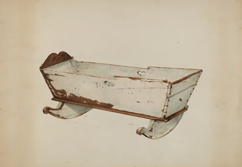 Wooden Cradle by Arthur Stewart, index of american design, 1938