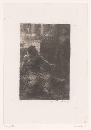 Aeneas ziet de geest van Hector by Henri Fantin-Latour, print, 1888