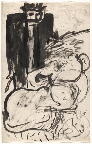 Colloquy in the Park by Pierre Bonnard, drawing, 1900