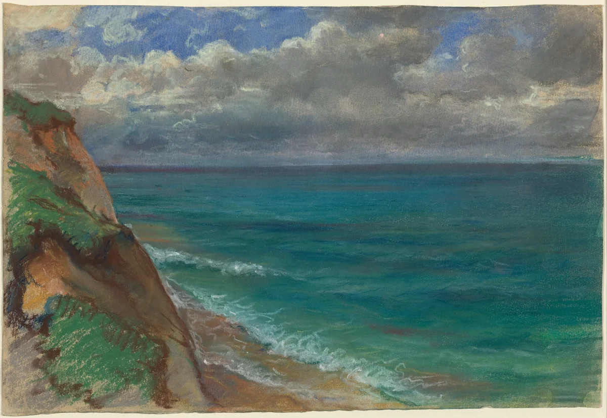 View of the Sea, Normandy by Alexandre Desgoffe, drawing, 1852