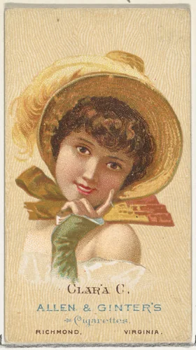 Clara C., from World's Beauties, Series 2 (N27) for Allen & Ginter Cigarettes by Allen & Ginter, print, 1888