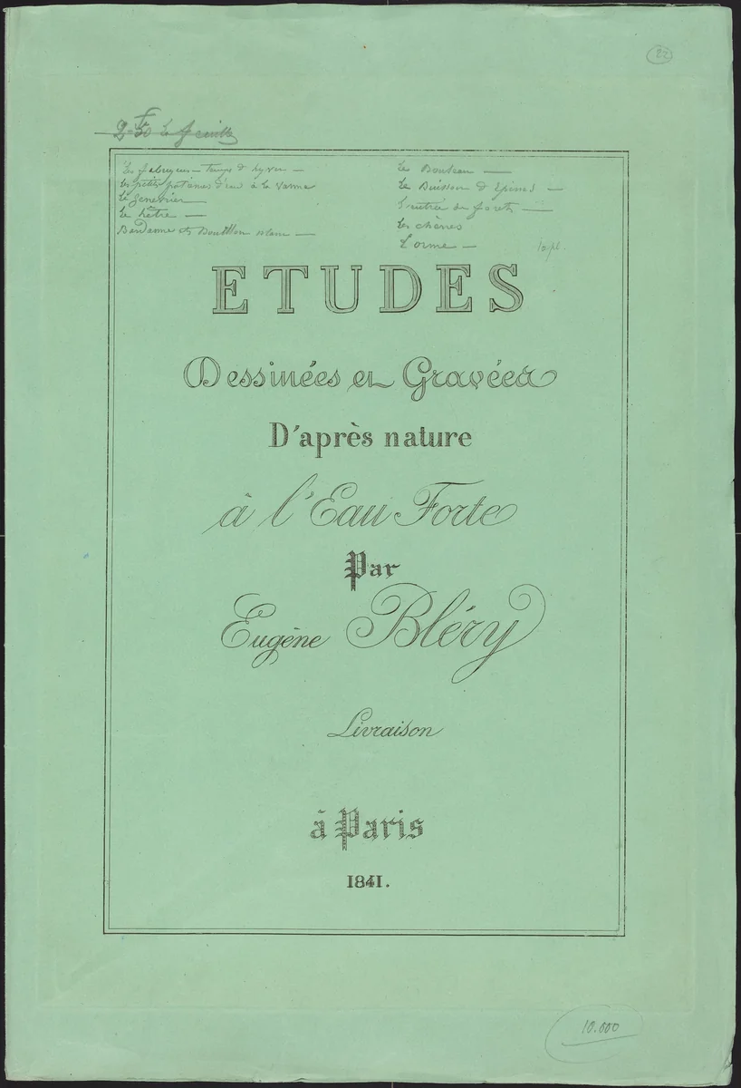 Etudes dessinées et gravées d'après nature by Eugène Bléry, portfolio, 1840