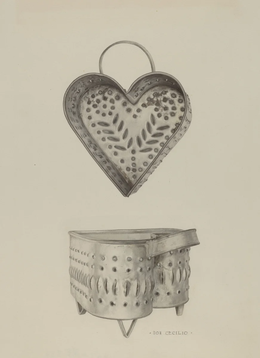 Pa. German Cottage Cheese Strainer by Don Cecilio, index of american design, 1939