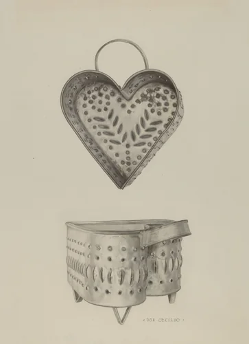 Pa. German Cottage Cheese Strainer by Don Cecilio, index of american design, 1939