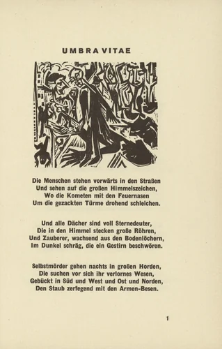 Umbra vitae (headpiece, page 1) from Umbra vitae (Shadow of Life) by Ernst Ludwig Kirchner, illustrated book, 1924