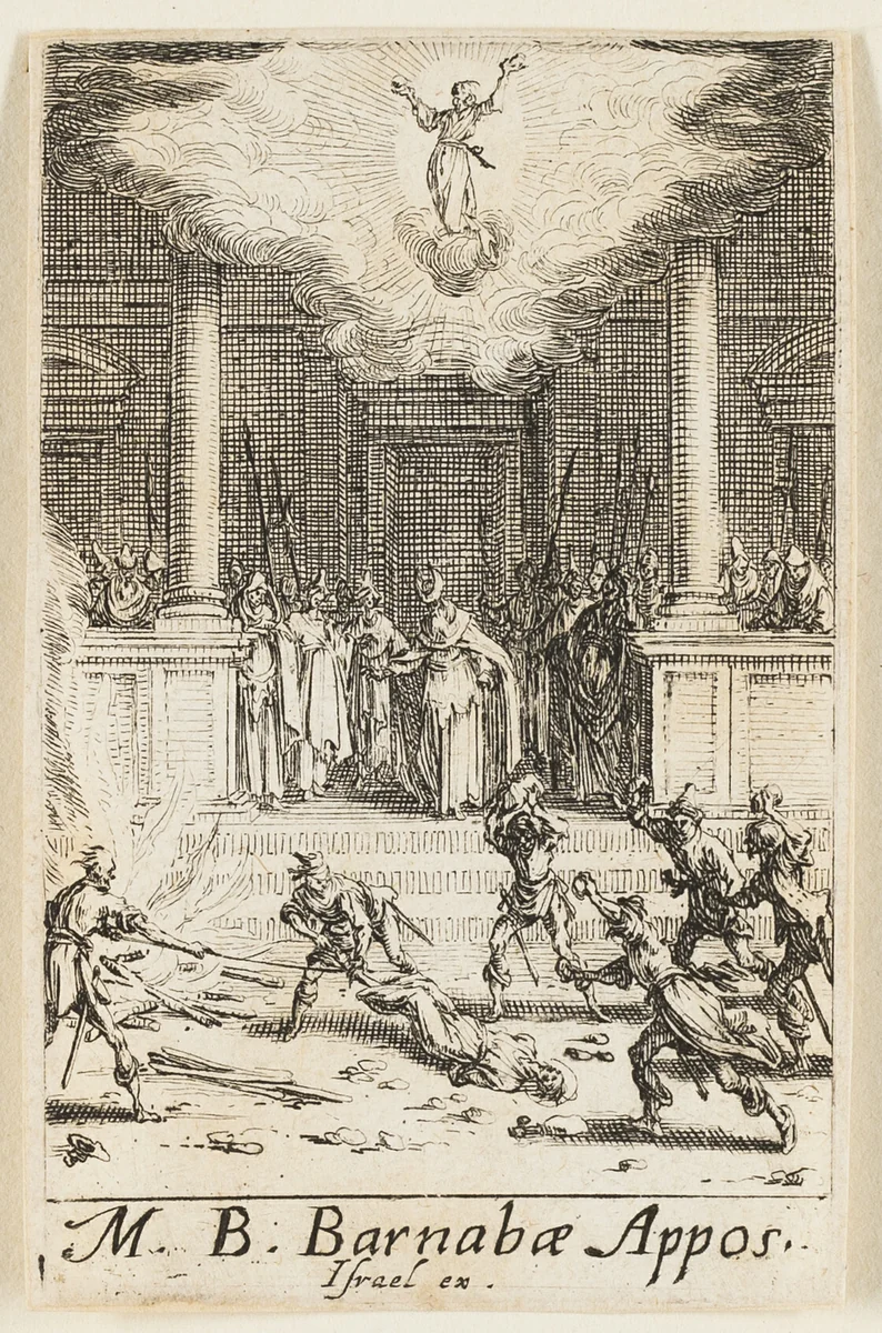 Martyrdom of Saint Barnaby, plate fifteen from The Martyrdoms of the Apostles by Jacques Callot, print, 1612-1635