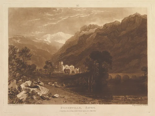 Bonneville, Savoy, part XIII, plate 64 from "Liber Studiorum" by Joseph Turner, print, 1819
