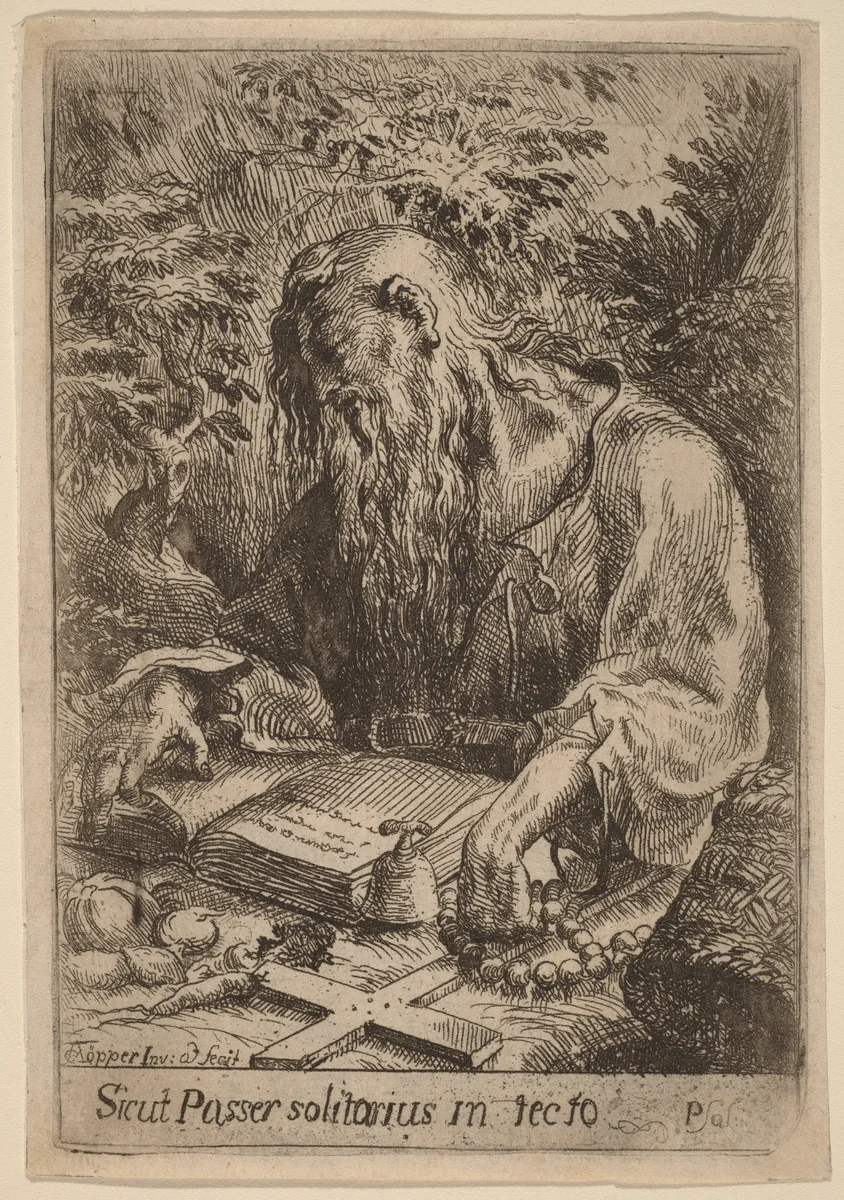 A Hermit Saint by Karel Frantisek Töpper, print, 1681-1738