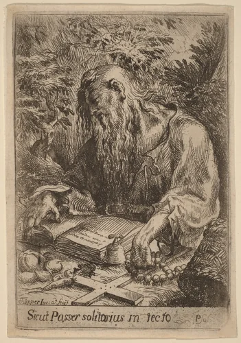 A Hermit Saint by Karel Frantisek Töpper, print, 1681-1738