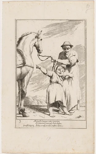 Marcolfa Showing Cacasenno a Horse by Giuseppe Maria Crespi, print, 1705-1715