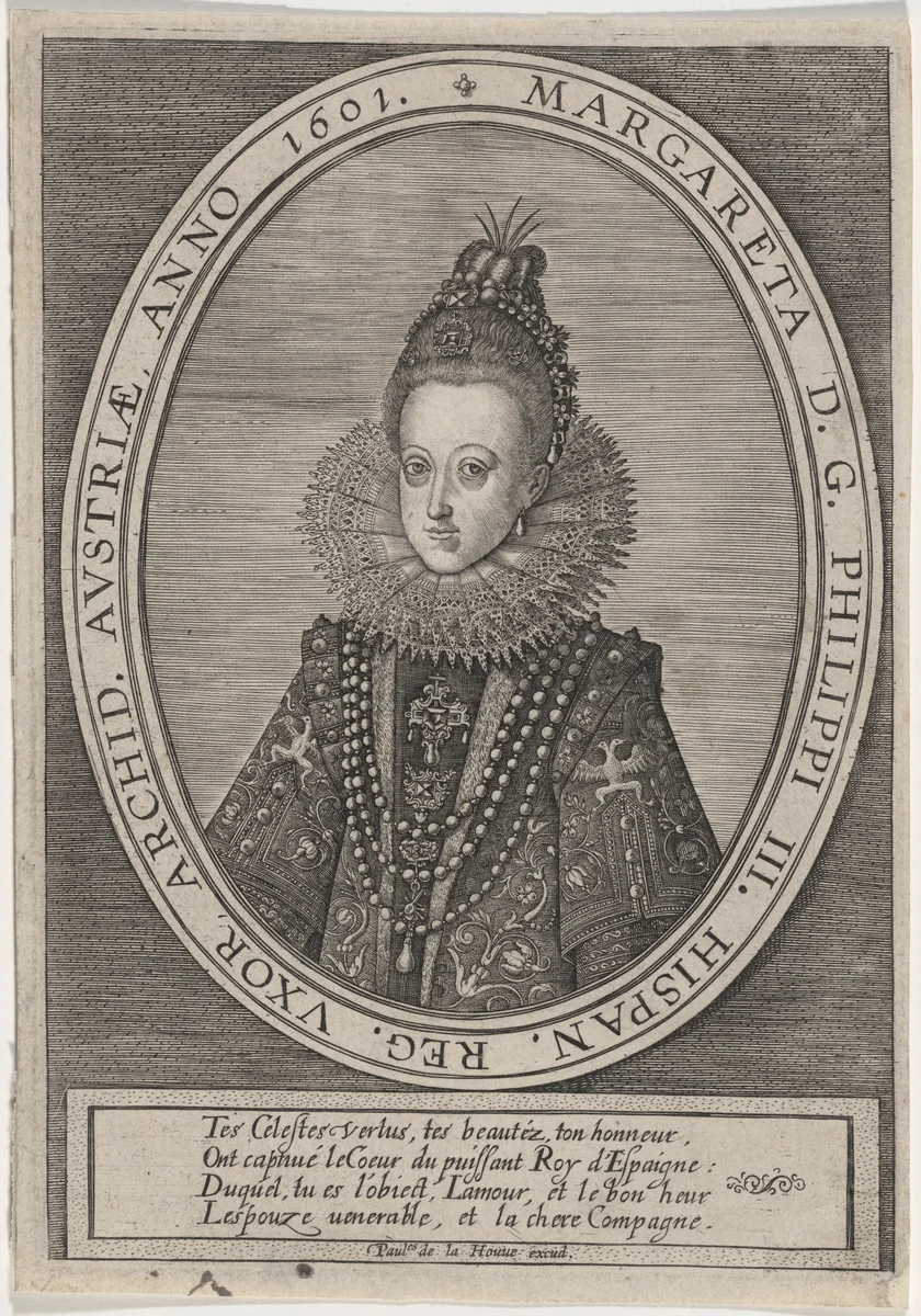 Margaret, Wife of Philip III of Spain by Paul de la Houve, print, 1601