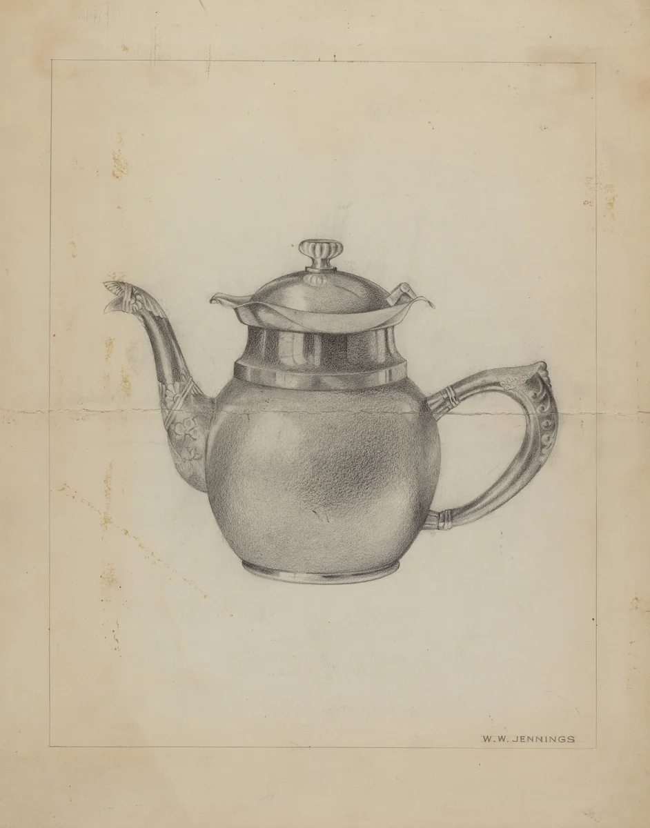 Silver Teapot by Walter Jennings, index of american design, 1935-1942