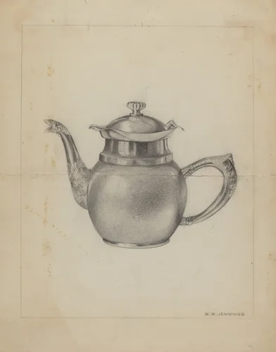 Silver Teapot by Walter Jennings, index of american design, 1935-1942