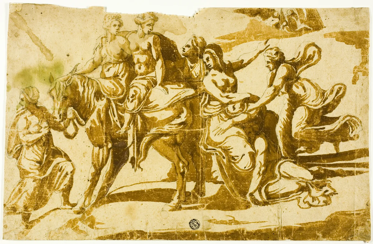 Flight of Celia by Polidoro Caldara, drawing, 1580-1599