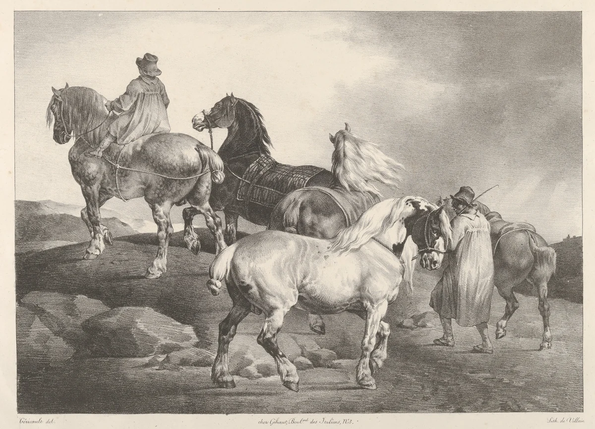 Horses Driven to a Fair by Théodore Gericault, print, 1822