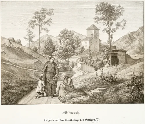 Wednesday: Footpath on the Mönchsberg Near Salzburg by Ferdinand Olivier, print, 1823