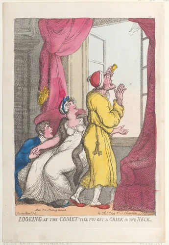 Looking at the Comet till You Get a Crick in the Neck by Thomas Rowlandson, print, 1811