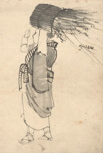 The Faggot Bearer by Kono Bairei, drawing, 1880-1895