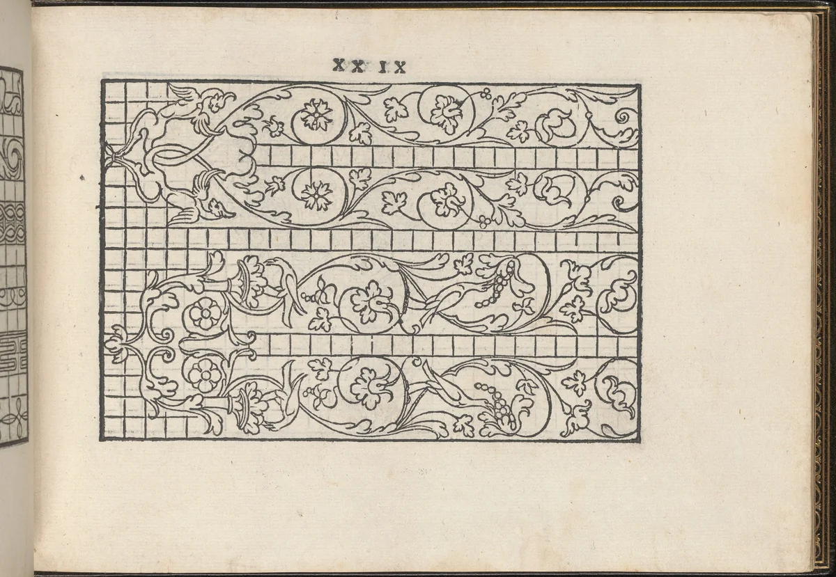 La Vera Perfettione del Disegno di varie sorti di recami, page 15 (recto) by Giovanni Ostaus, book, 1567