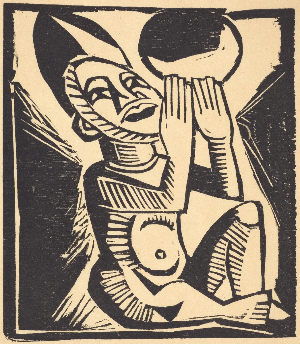 Figure Praying by Max Pechstein, print, 1917