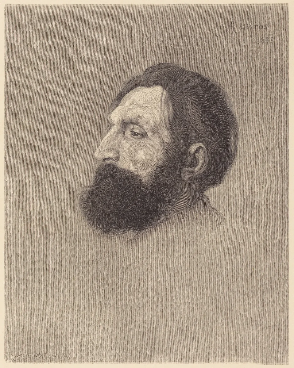 Auguste Rodin by Alphonse Legros, print, 1880-1889