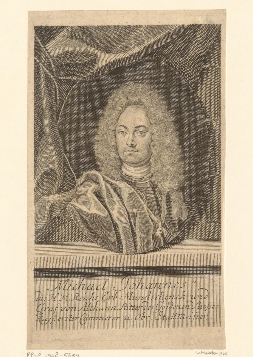 Portret van Michael Johann III von Althann by Martin Bernigeroth, print, 1716