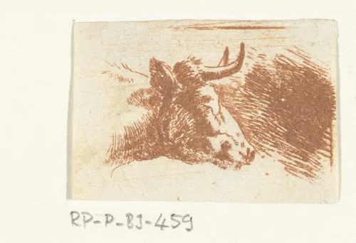 Koeienkop naar rechts by Ernst Willem Jan Bagelaar, print, 1798-1837