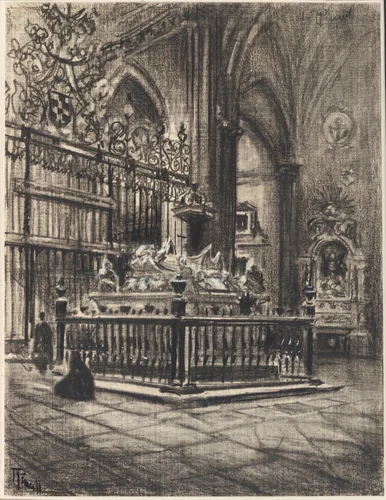 Alcalá, "The Gorgeous Sarcophagus" of Ximenez by Joseph Pennell, drawing, 1898-1908