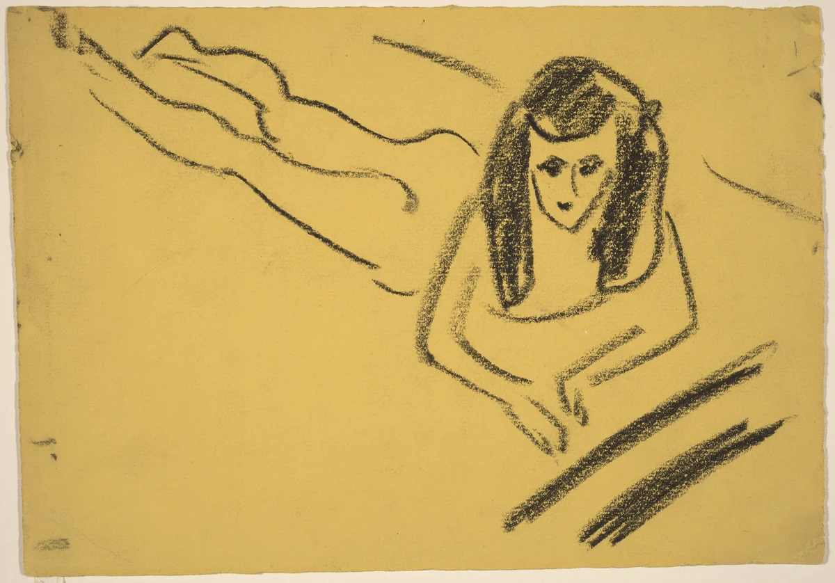 Fränzi Reclining by Ernst Ludwig Kirchner, drawing, 1910